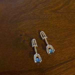 Russian made topaz earrings, 585 gold